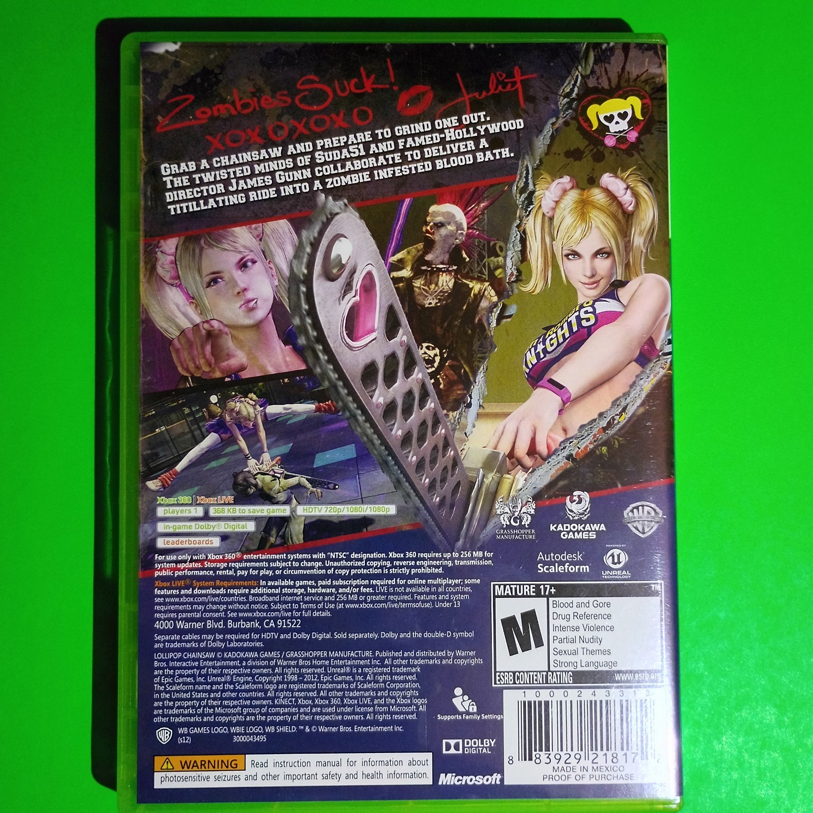 Lollipop Chainsaw 2012 Complete in Box CIB Tested Working (Xbox 360) Suda51