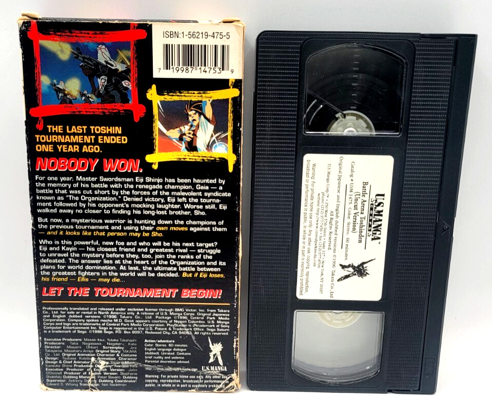 Battle Arena Toshinden Uncut Version VHS Anime Based On Sega Saturn & PS1 Game