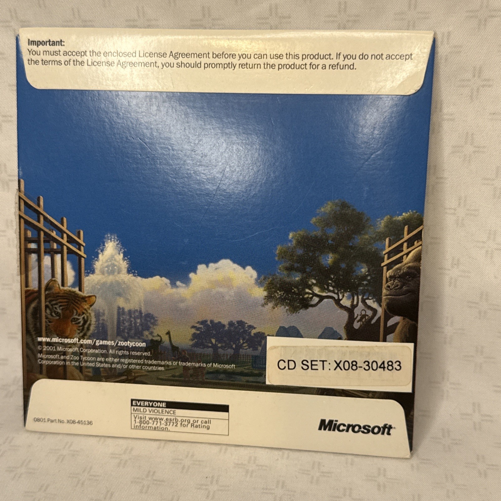 Zoo Tycoon (PC, 2001) Cardboard Sleeve Video Game