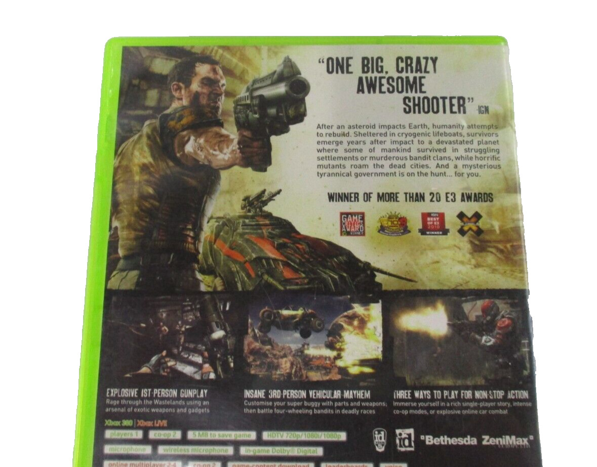 Rage XBOX 360 MA15+ PAL R4 2011 Rad Games + Manual Tested