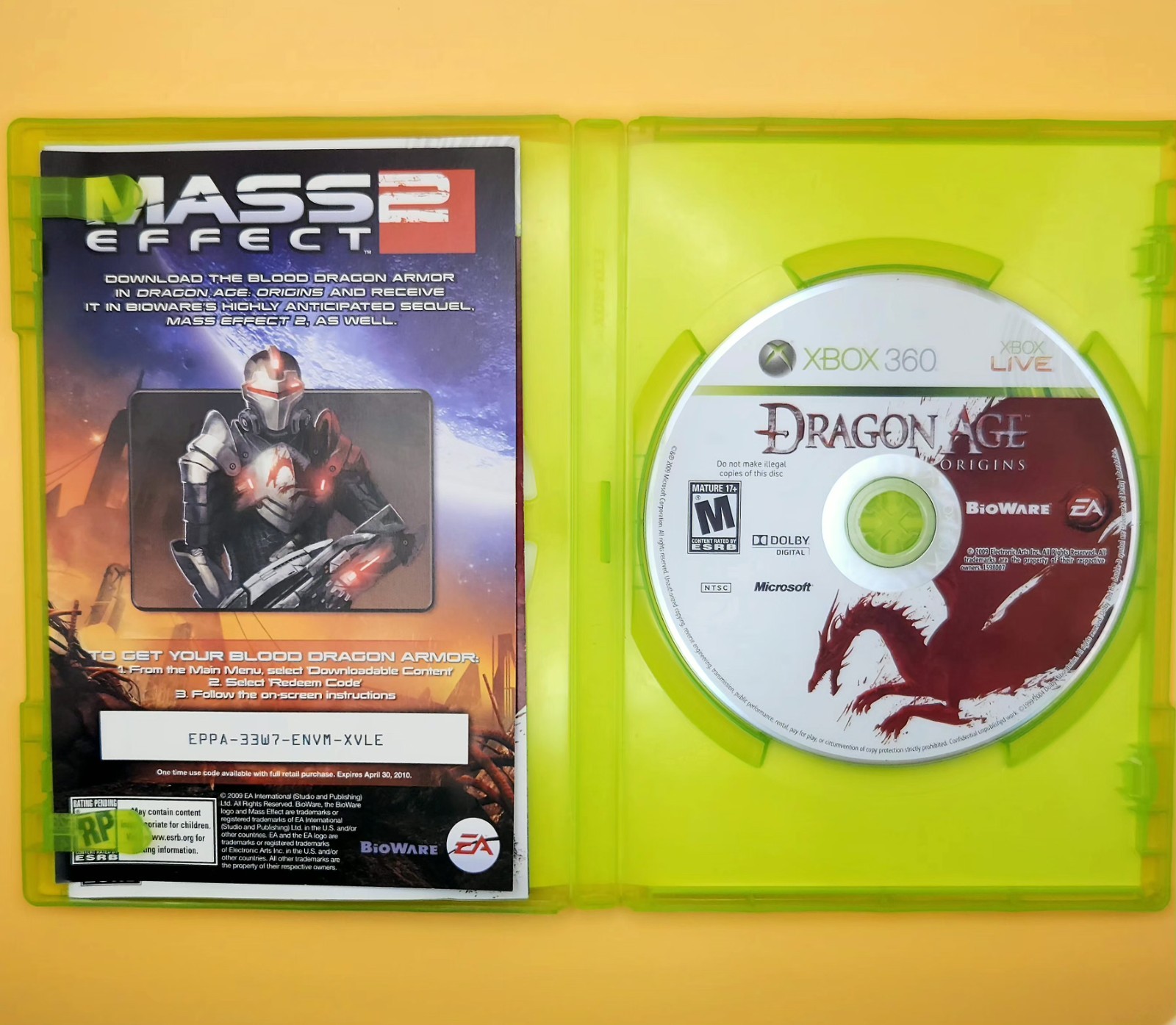 Dragon Age: Origins – Xbox 360 – 2009 w/Manual & Inserts – Tested & Works