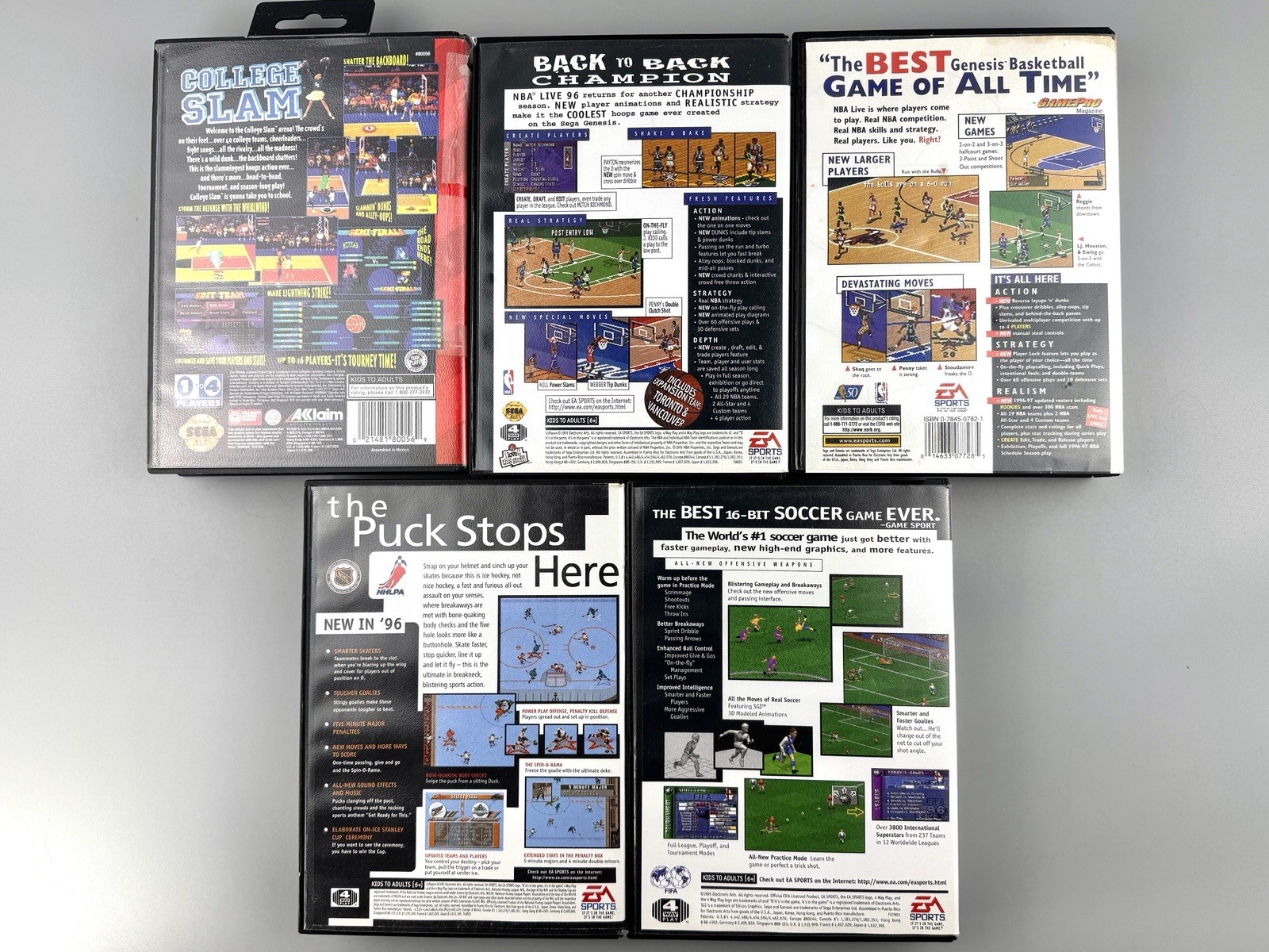 SEGA Genesis Sports Lot CIB – NBA Live 96 97, FIFA Soccer, NHL, College Slam