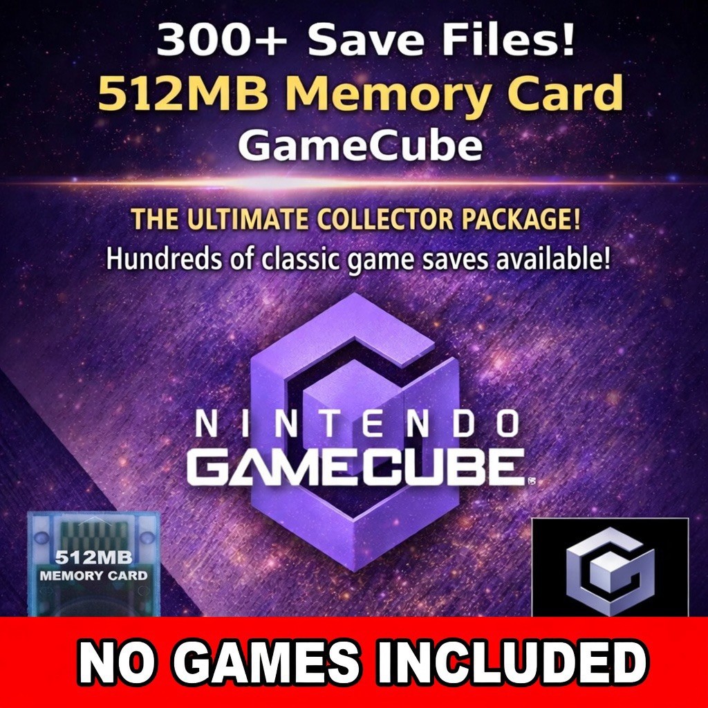 GameCube Unlocked Save Collection 300+ Saves – 512MB Memory Card – 100% Complete