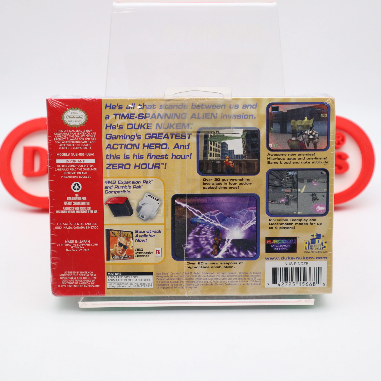 N64 Nintendo 64 DUKE NUKEM: ZERO HOUR -NEW & Factory Sealed w/ Authentic V-Seam!