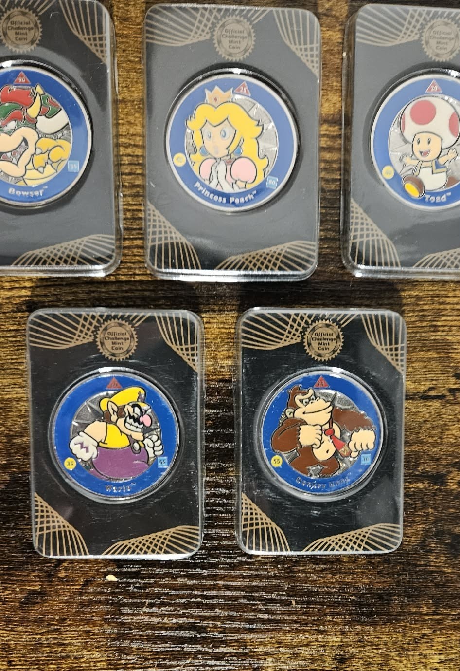 Super Mario Challenge Coin Lot – 8of8 Silver C-C , 2of4 Gold C-C , 8of9 Decals
