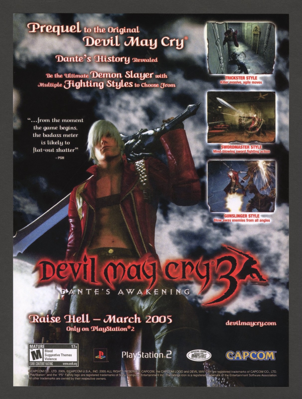 Devil May Cry 3 Sony Playstation 2 PS2 DMC Promo 13″ X 18″ Ad Art Print Poster
