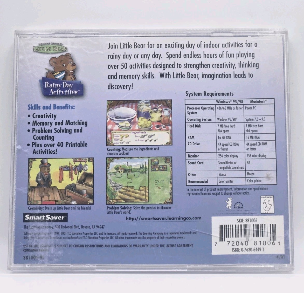 Little Bear Rainy Day Activities PC Computer Game Windows Mac