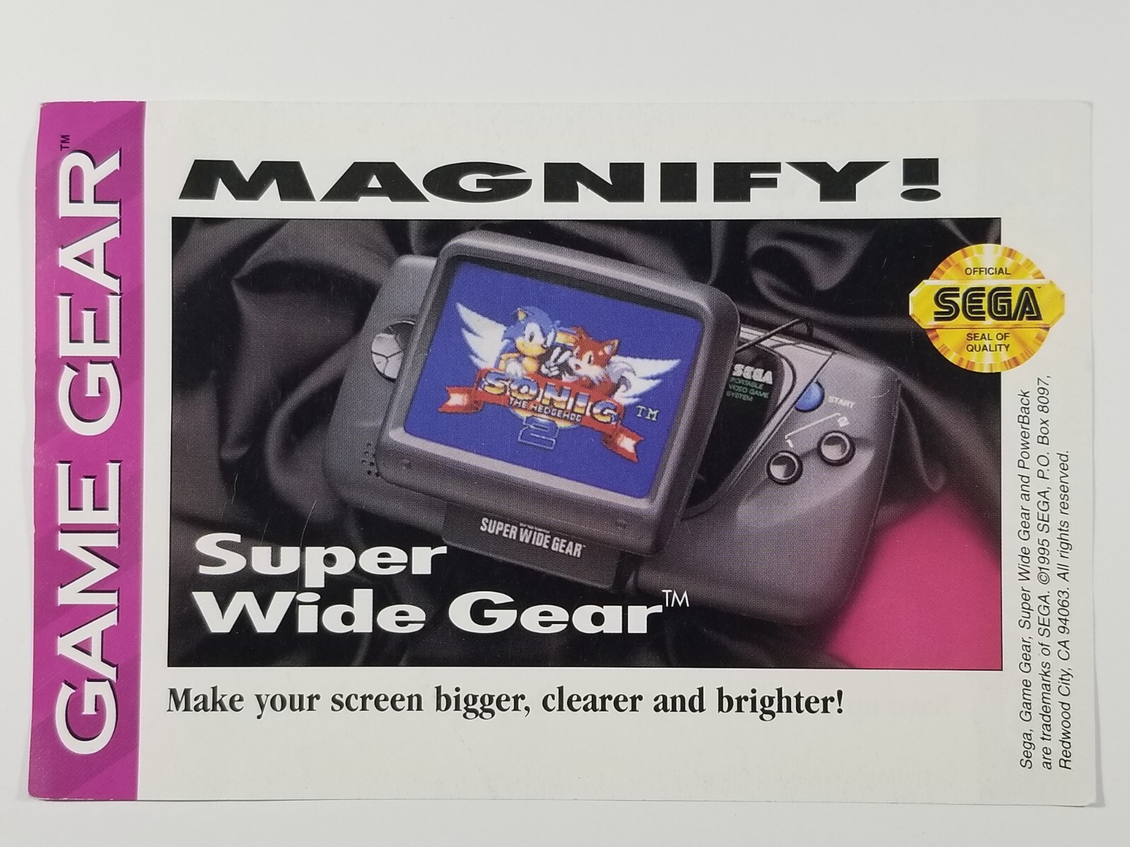 ¤ Sega Game Gear Power Back Magnify! Promo Insert ¤ Super Wide Gear Save Money *