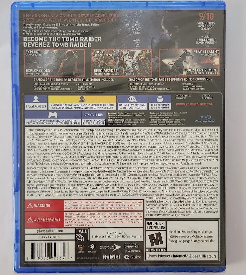 Rise of the Tomb Raider & Shadow of the Tomb Raider PS4 New Game Bundle Special