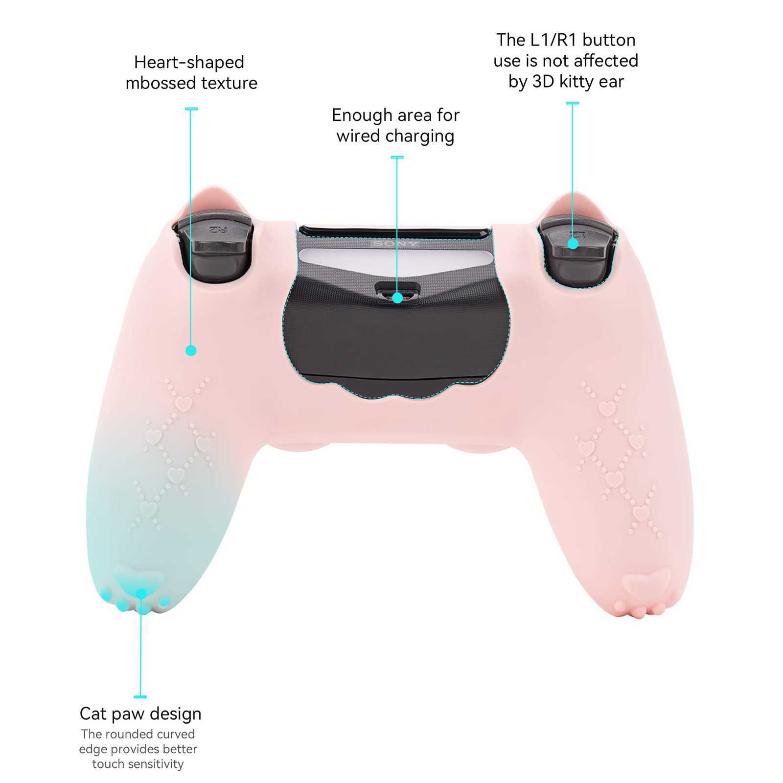 Silicone Rubber Skin Case Gel Cover Grip for Playstation 4 PS4 Controller Catpaw
