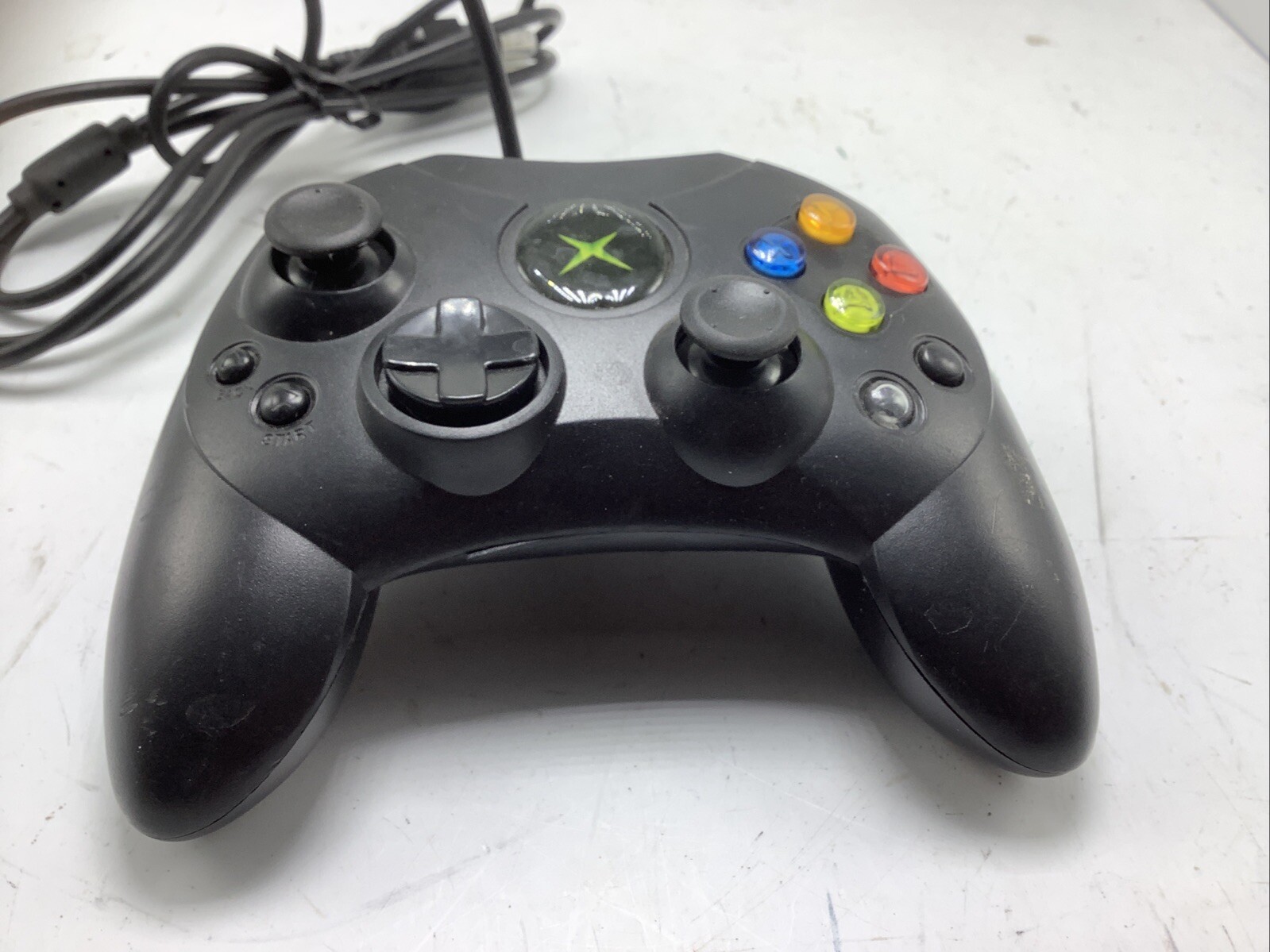 Microsoft Xbox Controller S X08-69873 Black TESTED NO BREAKAWAY CABLE -FREE SHIP