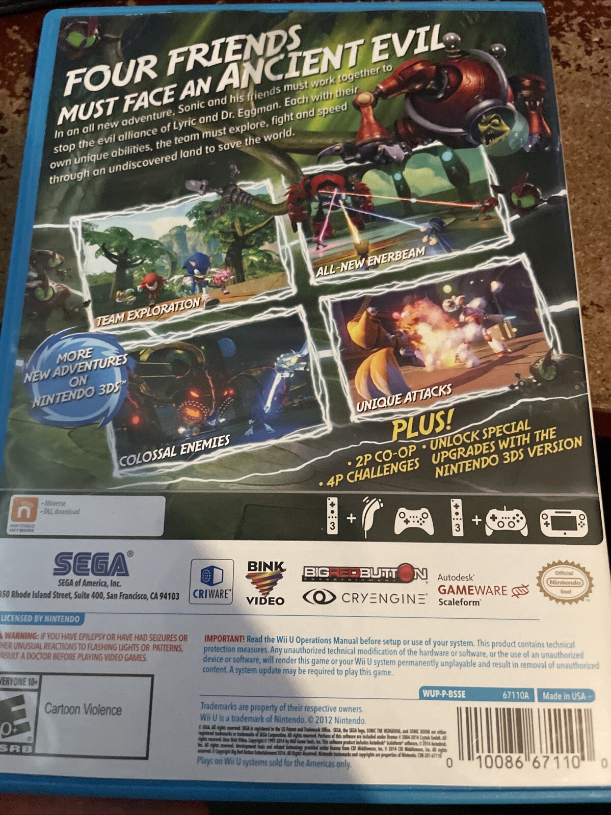 Sonic Boom Rise of Lyric Wii U CIB