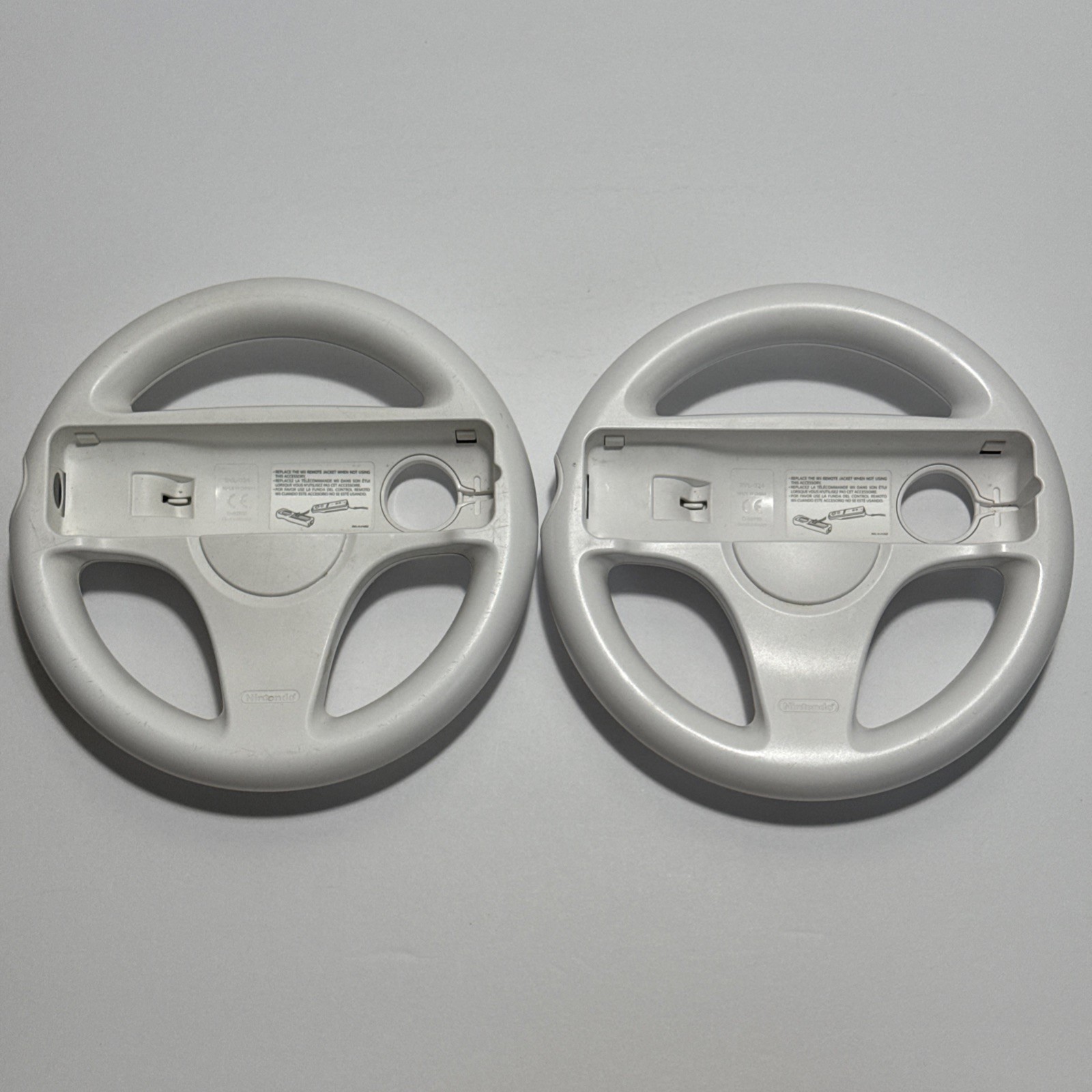 2x Mario Kart Wii Steering Wheels White Controllers Nintendo Wii Tested RVL-024