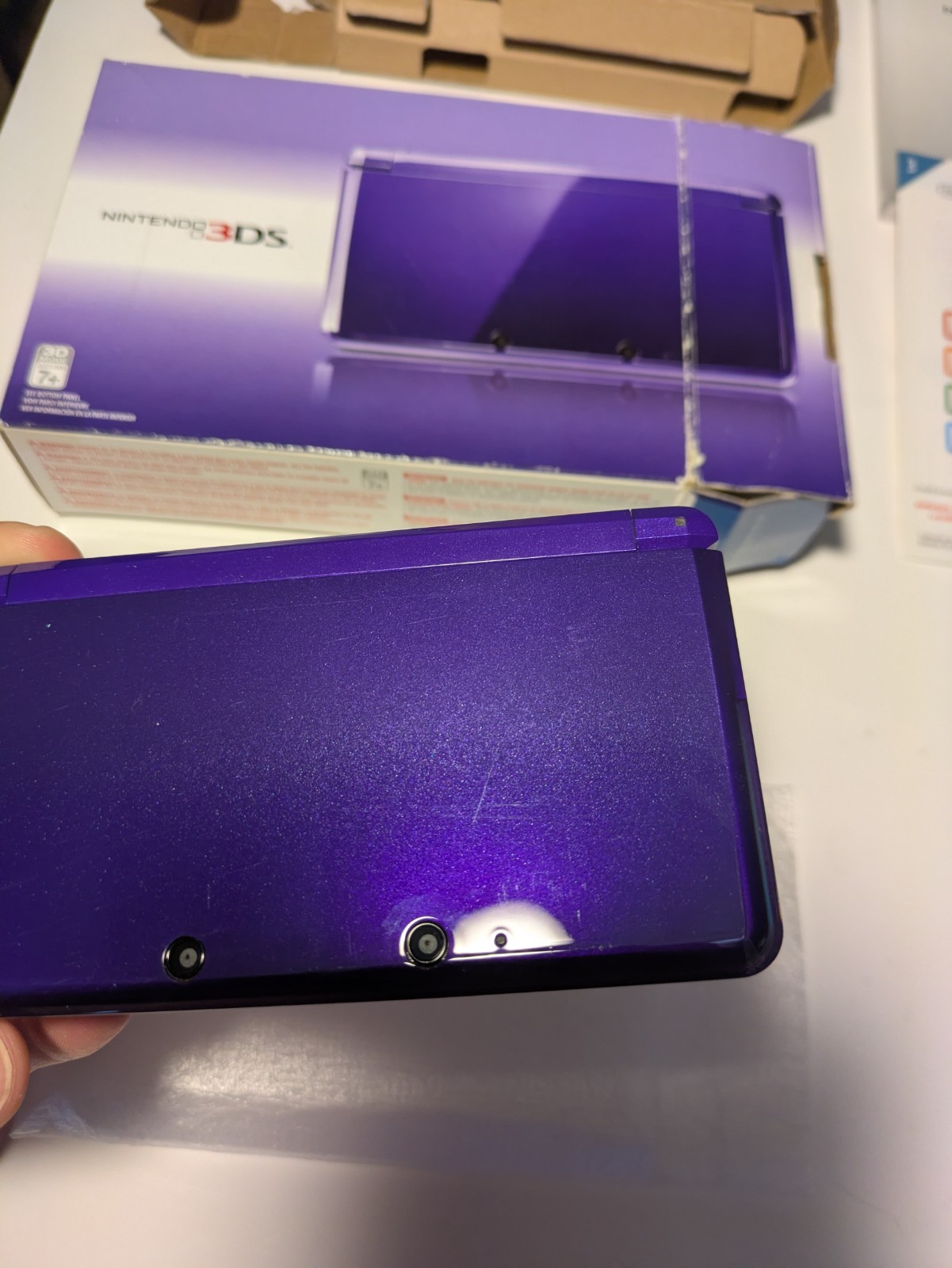 Nintendo 3DS Midnight Purple System in Box No Charger* Mario 2 Included*Used*