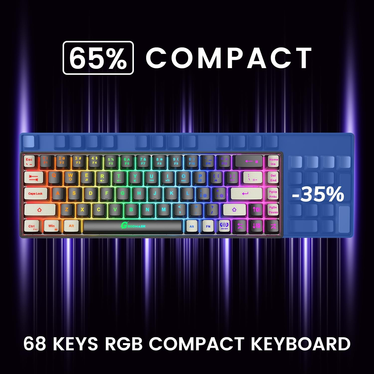 GEODMAER 65% Gaming Keyboard and Mouse Combo, Black Gray