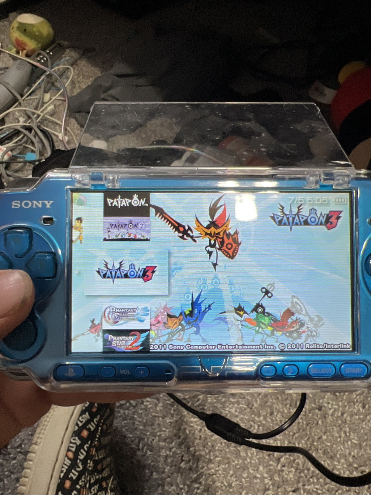 Sony PSP-3000 Blue Console Bundle 64GB with Charger, Case also Custom.
