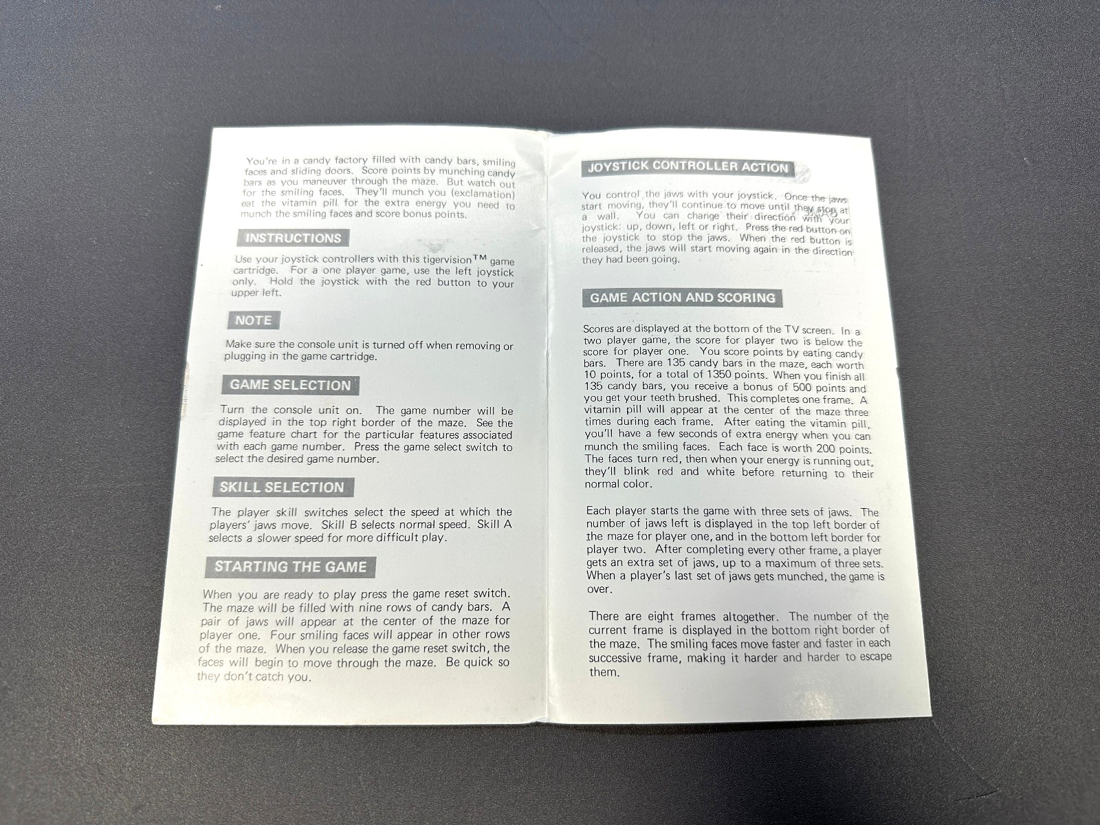 ATARI 2600 JAWBREAKER JAW BREAKER MANUAL + WARRANTY REGISTRATION CARD ONLY