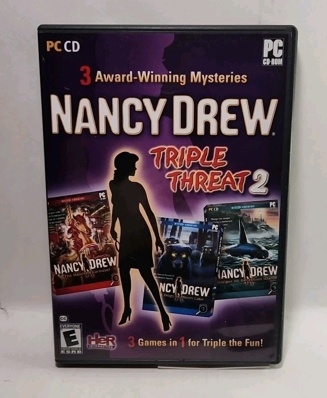 Nancy Drew Triple Threat 2 (PC, 2012) 3 Disc set w/manual No slip 5918