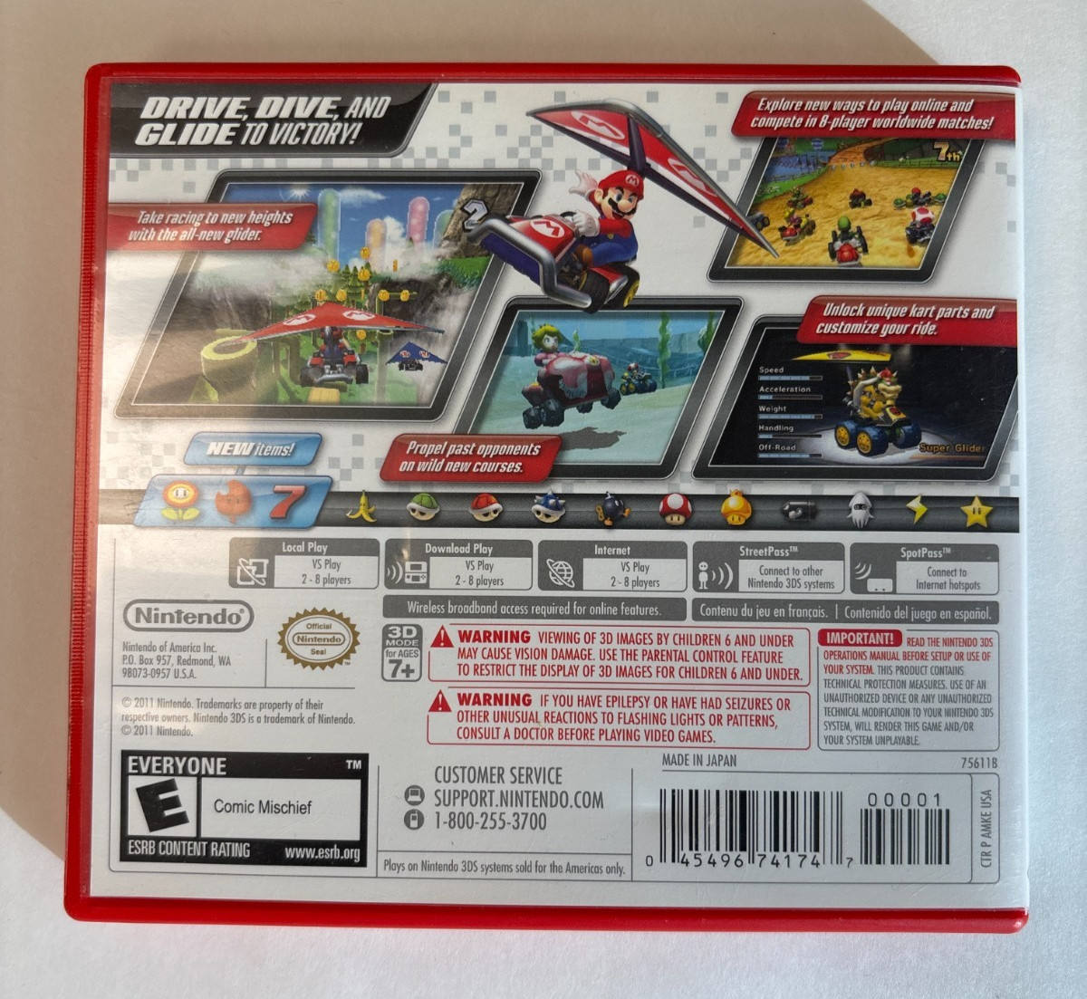 Case and Manual Only NO GAME Mario Kart 7 Nintendo 3DS Authentic