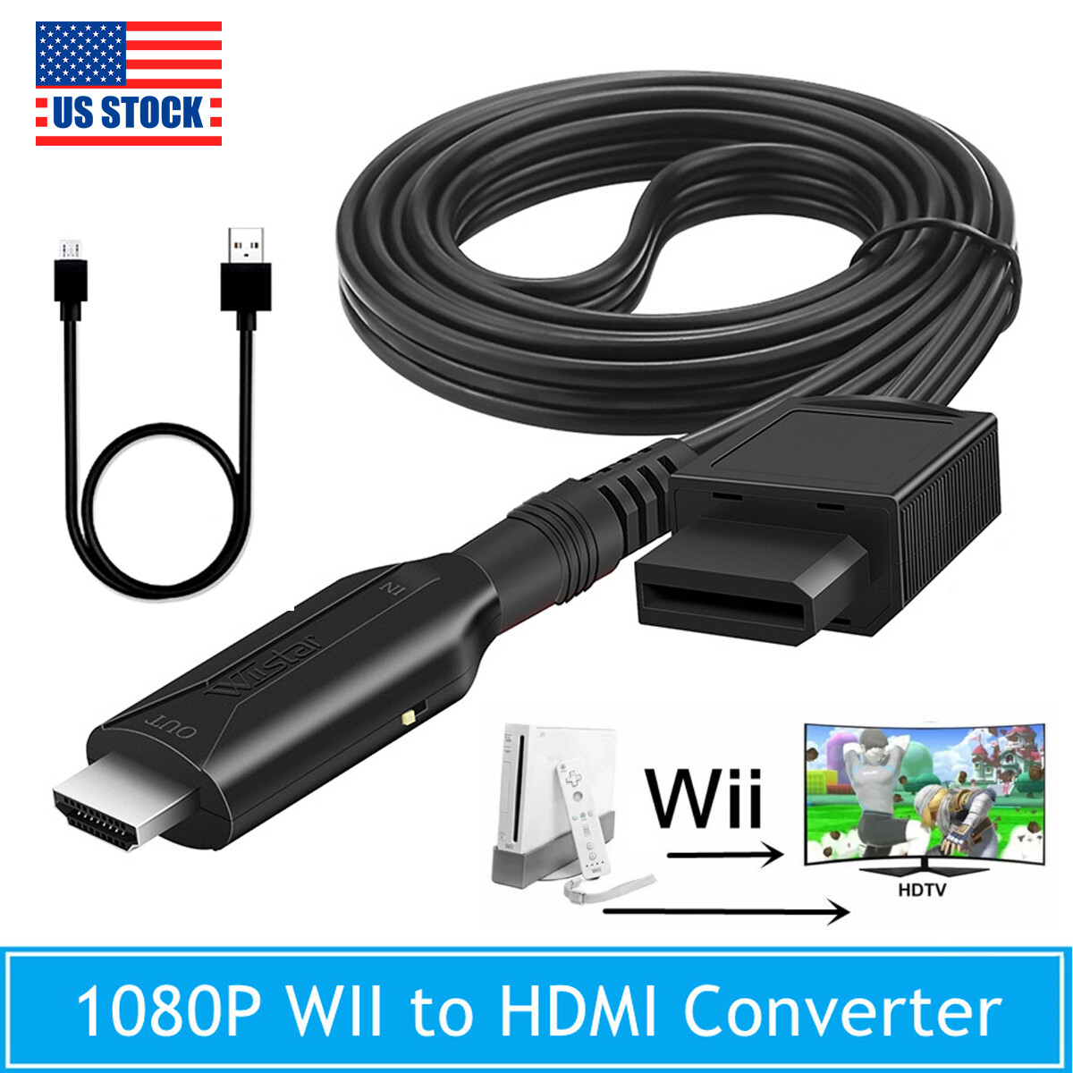WII to HDMI Cable Converter Full HD 1080P WII to HDMI Wii 2 HDMI Converter_NEW