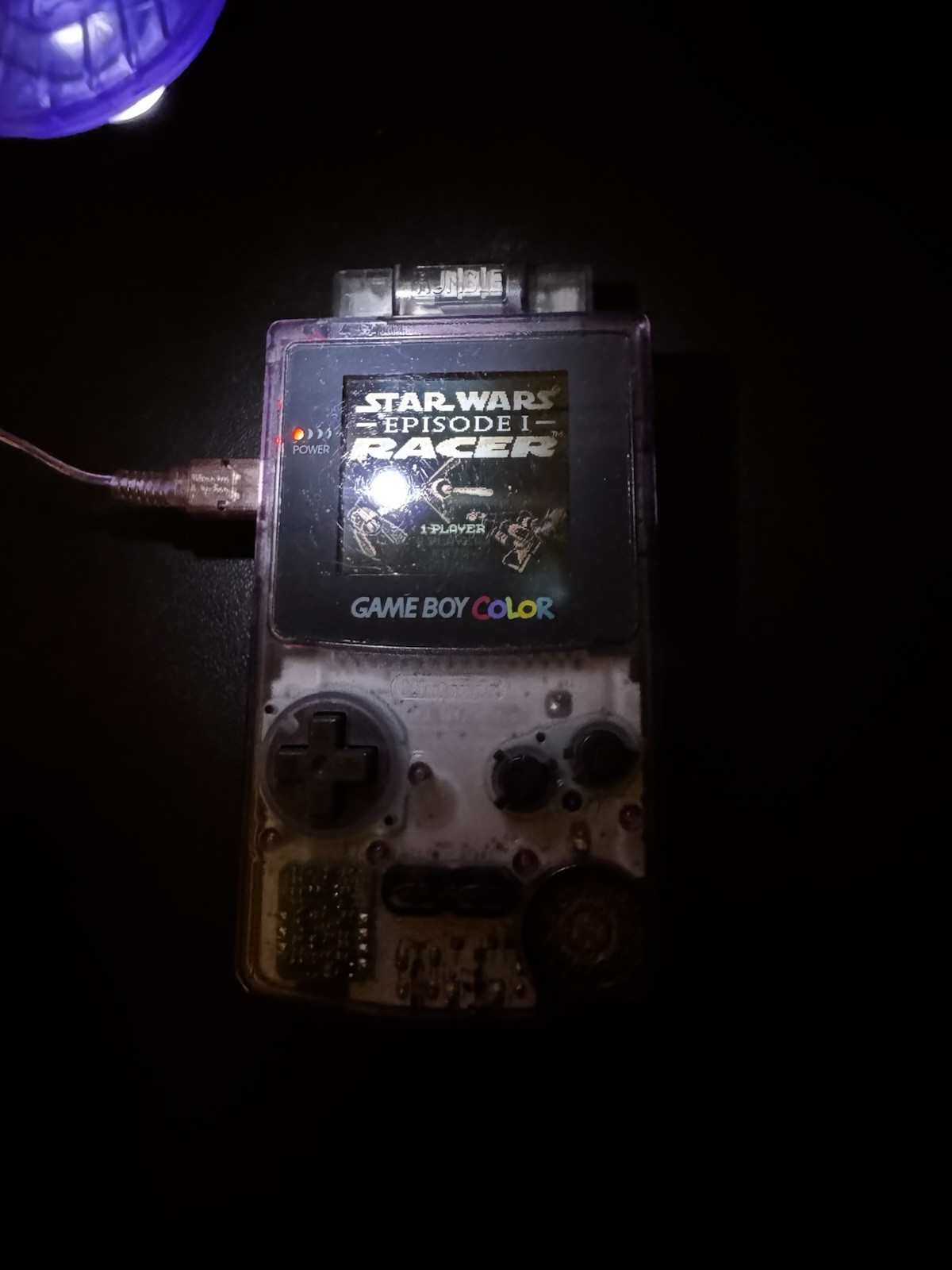 Nintendo Game Boy Color Atomic Purple W/ 2 Games Star Wars Episode One Racer GBC