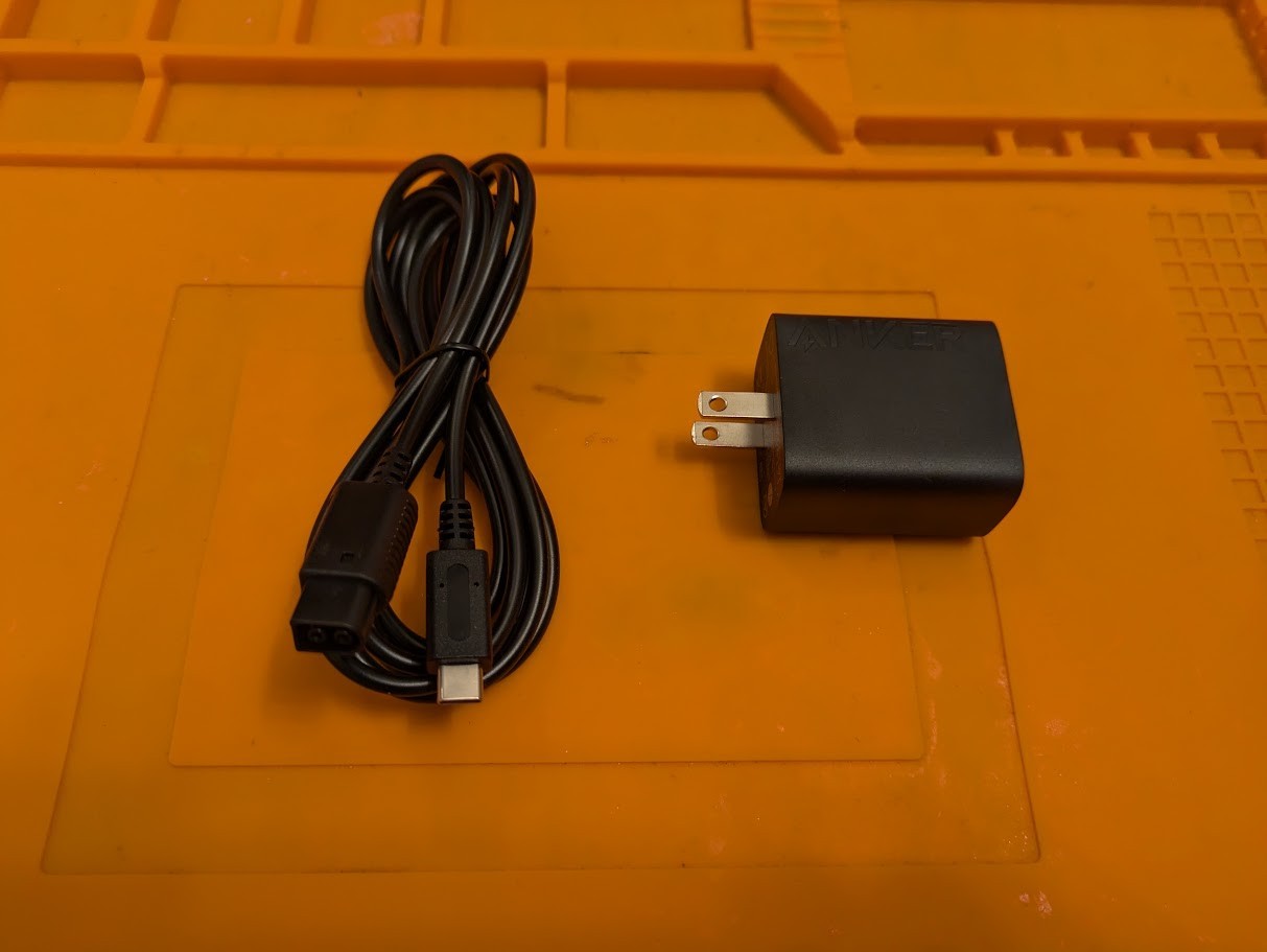 GameCube USB-C Power Cable and Anker 12v/3A 45w USB-C PD Power Adapter