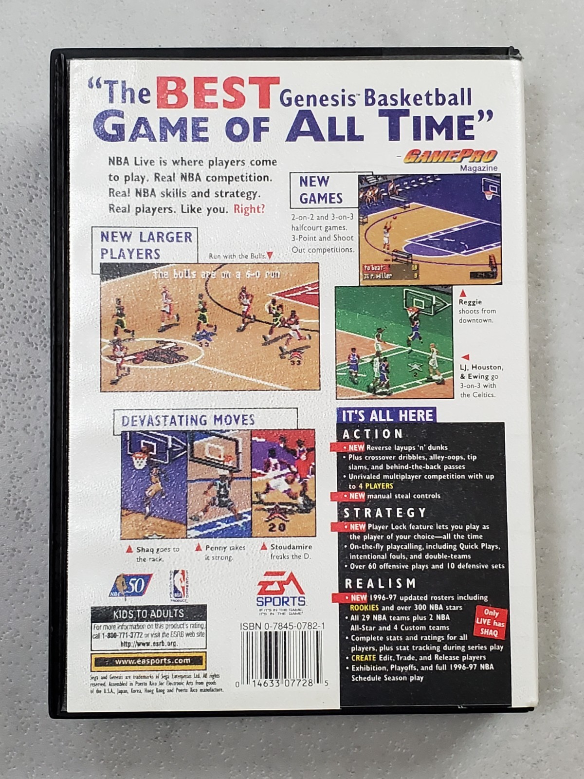 NBA Live 97 (Sega Genesis, 1996) COMPLETE w/ Box manual game WORKS! 1997
