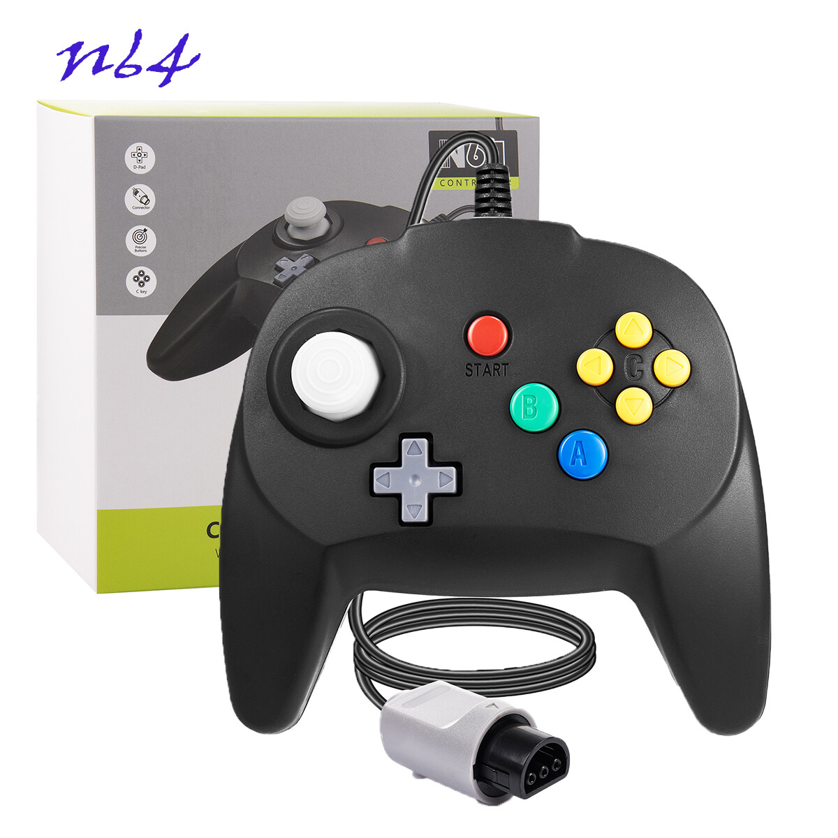 Upgraded N64 Wired Controller Replacement Gamepad for Nintendo 64 Game Console