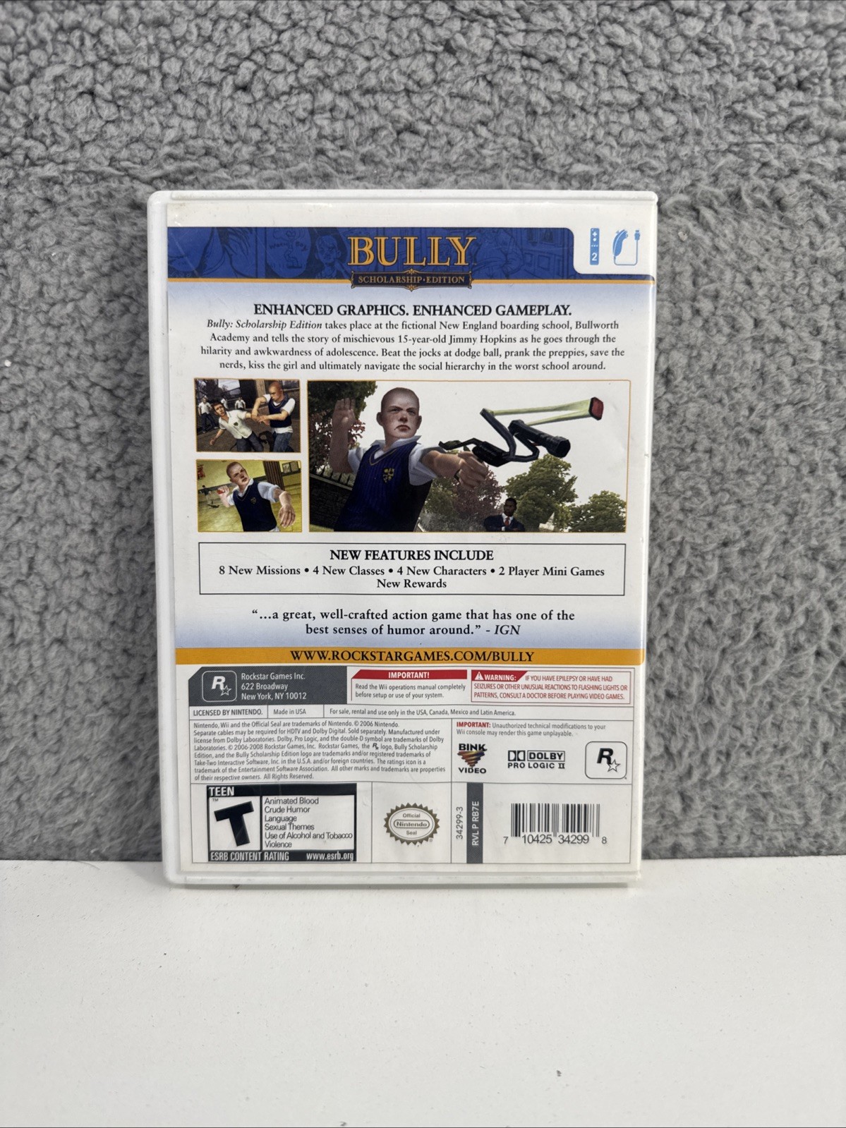Bully: Scholarship Edition (Nintendo Wii, 2008) Complete w/ Manual & Map CIB
