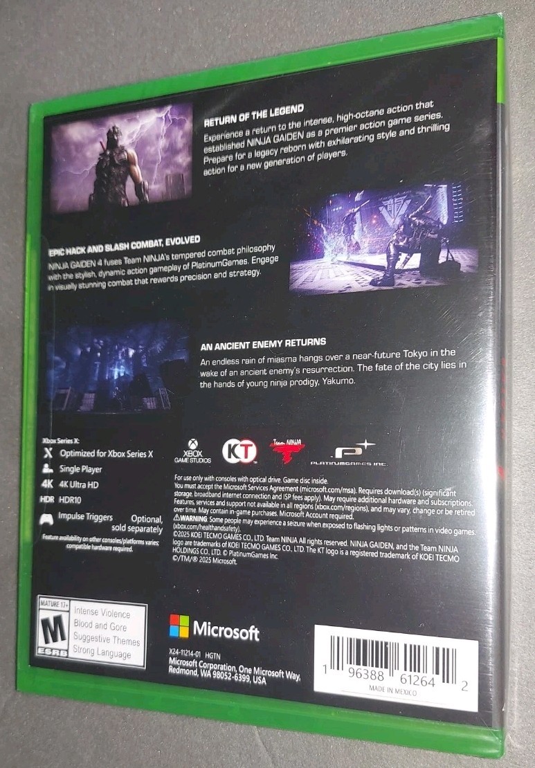 NINJA GAIDEN 4 (Disc) – Standard Edition Xbox Series X SEALED New