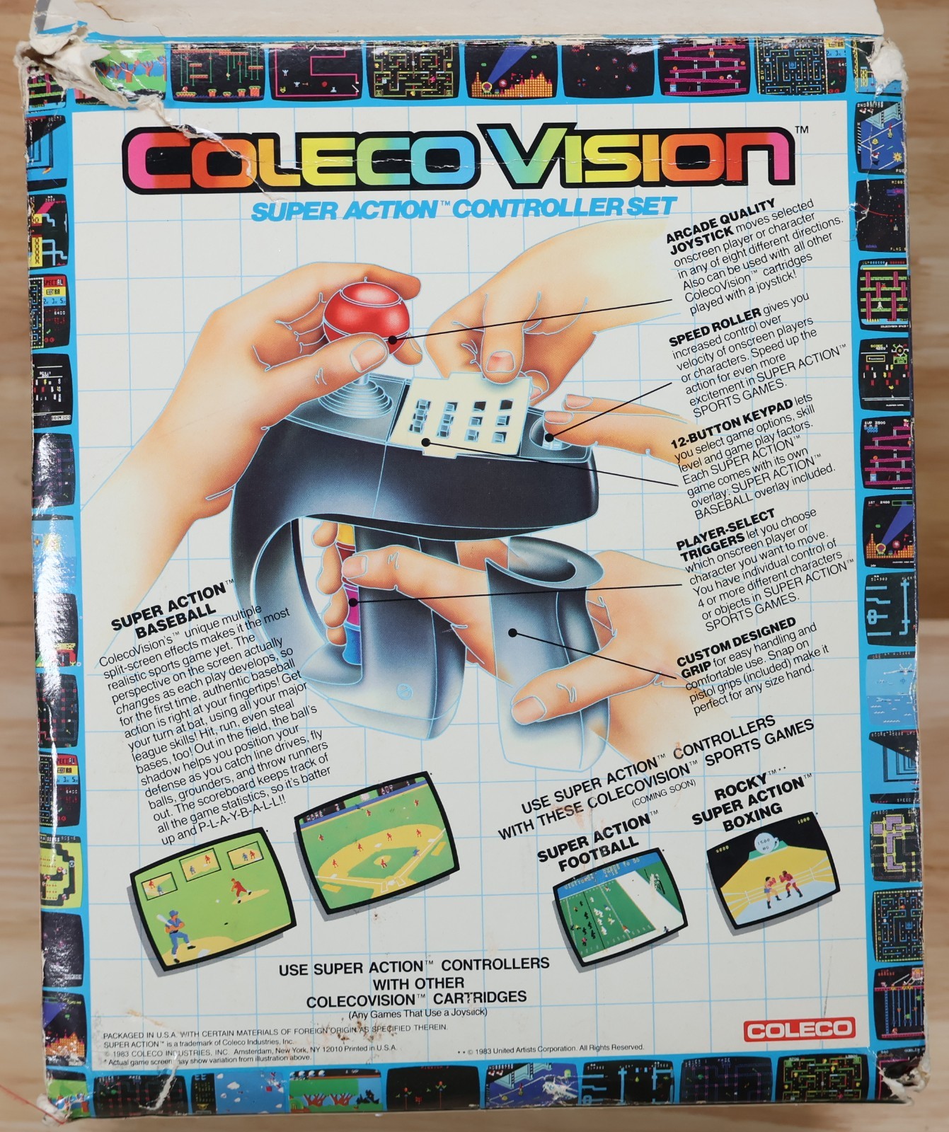 ColecoVision Super Action Controller Set With Box Baseball Game & Manual 1983