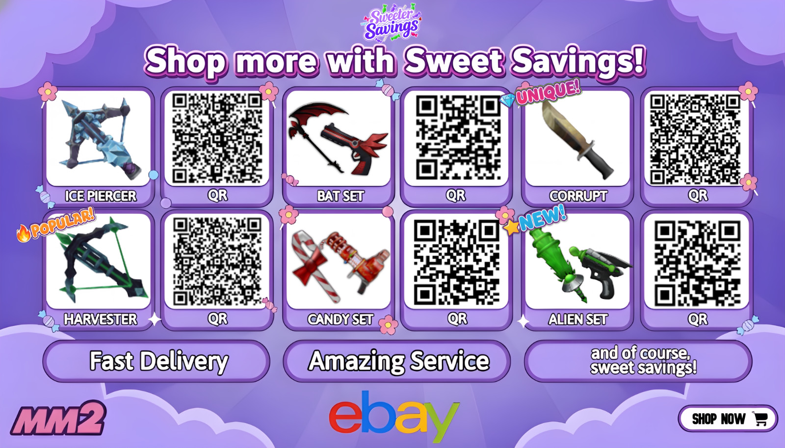 Bloom, Flora, Set (CHOOSE) Murder Mystery 2 MM2 Godly Knives & Guns