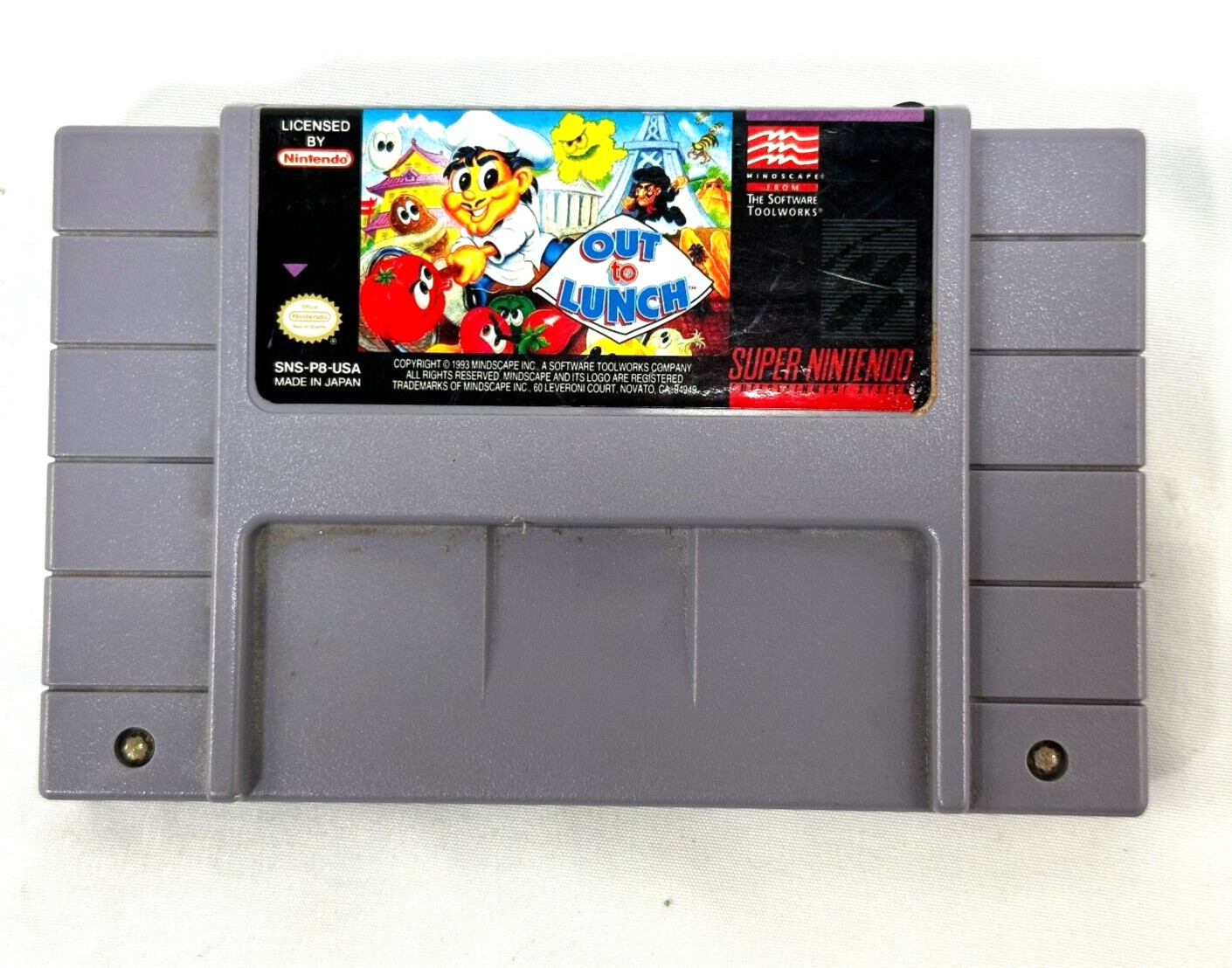 Out to Lunch SNES Super Nintendo Authentic 1991 Mindscapes Game Tested Works