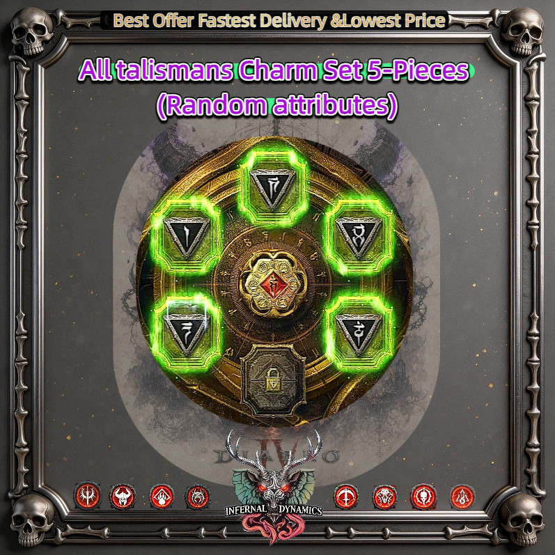 Diablo 4 Season 14 😈 All Talisman Charm Set 5-Pieces (Random attributes)