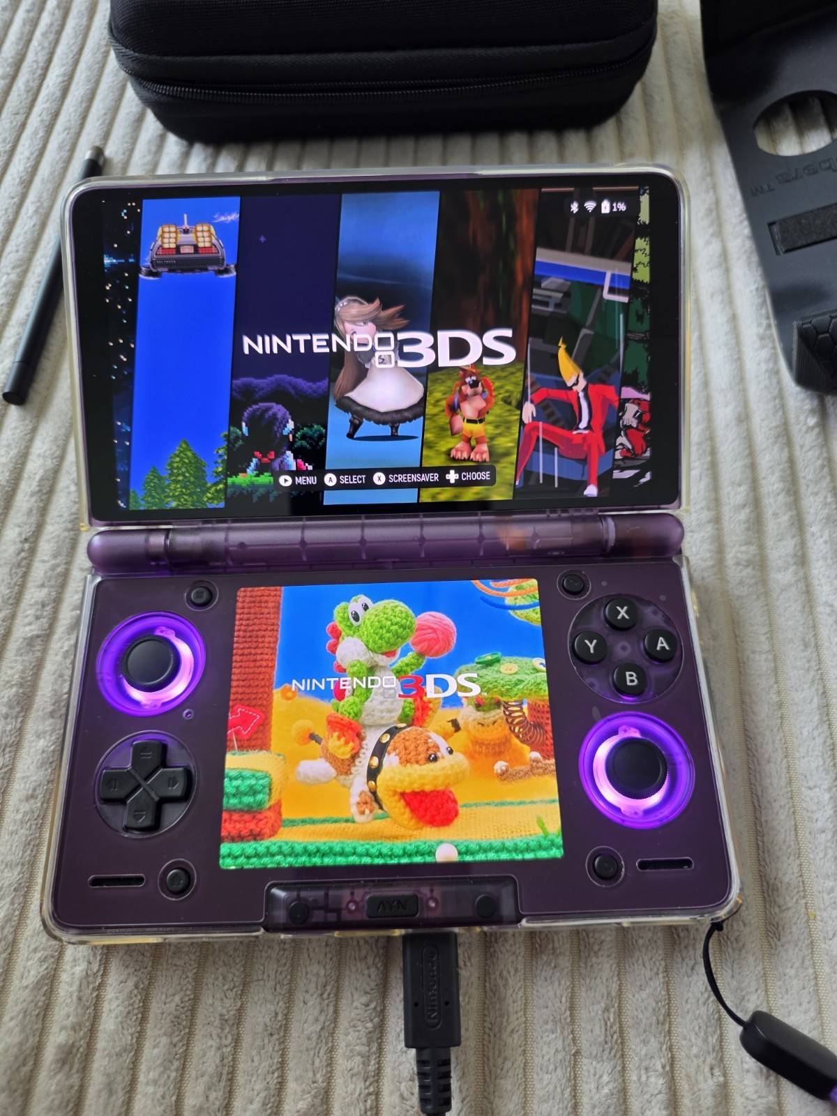 Ayn Thor Purple Max 1TB PLUS 1 TB SD CARD With Games Installed ES-DE Frontend