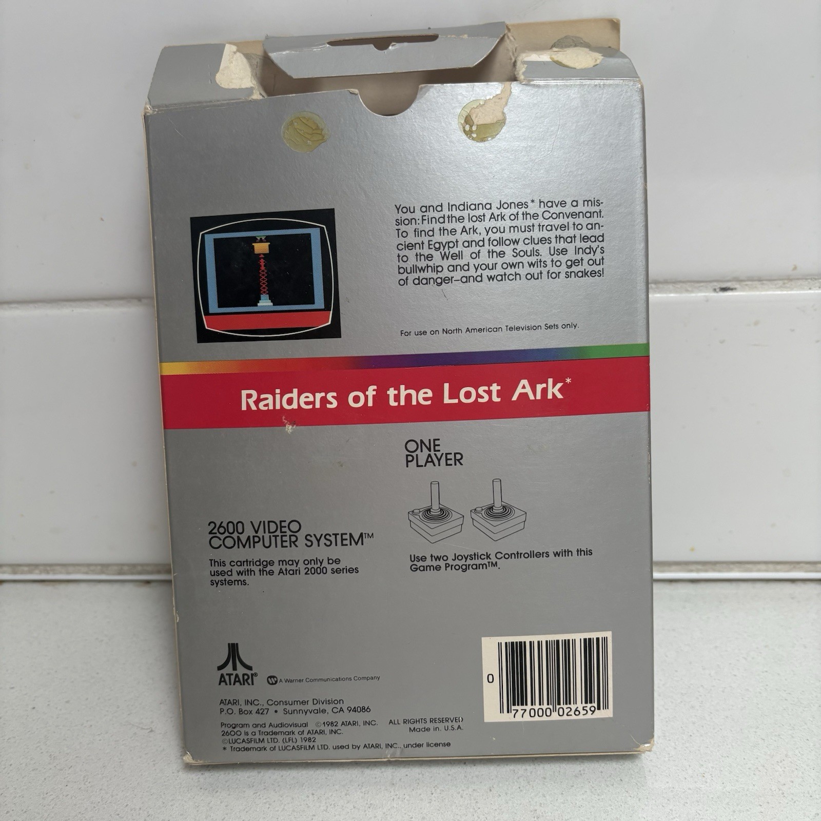 Raiders of the Lost Ark Atari 2600 Authentic Game Cartridge & Box