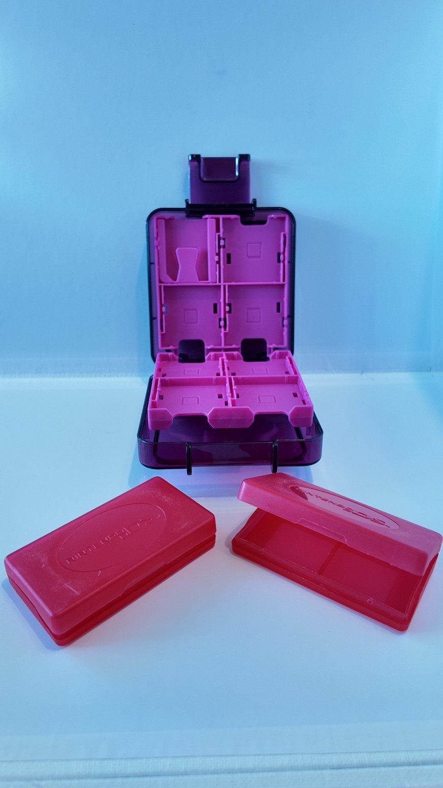 Nintendo 3DS Compact Game Cases, Clear Purple, Red Cases Holds 16 Game Cards