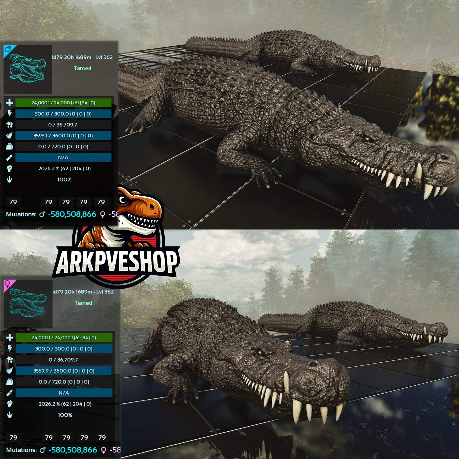 ASA PVE 🦖ARK Survival Ascended Deinosuchus Deino 2026m or 2428m Red Variant