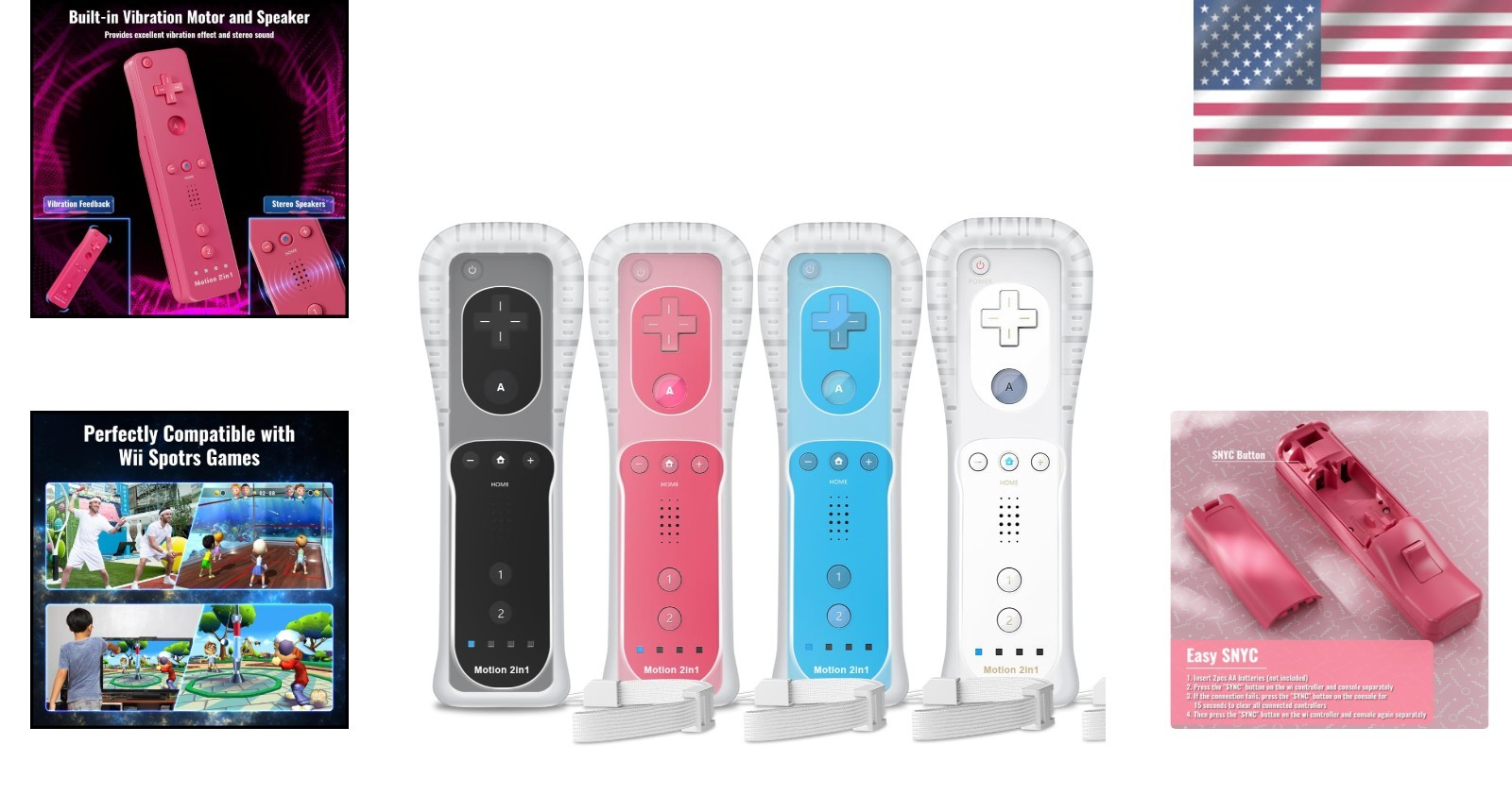 4 Player Multi-Color Wii Controller Pack