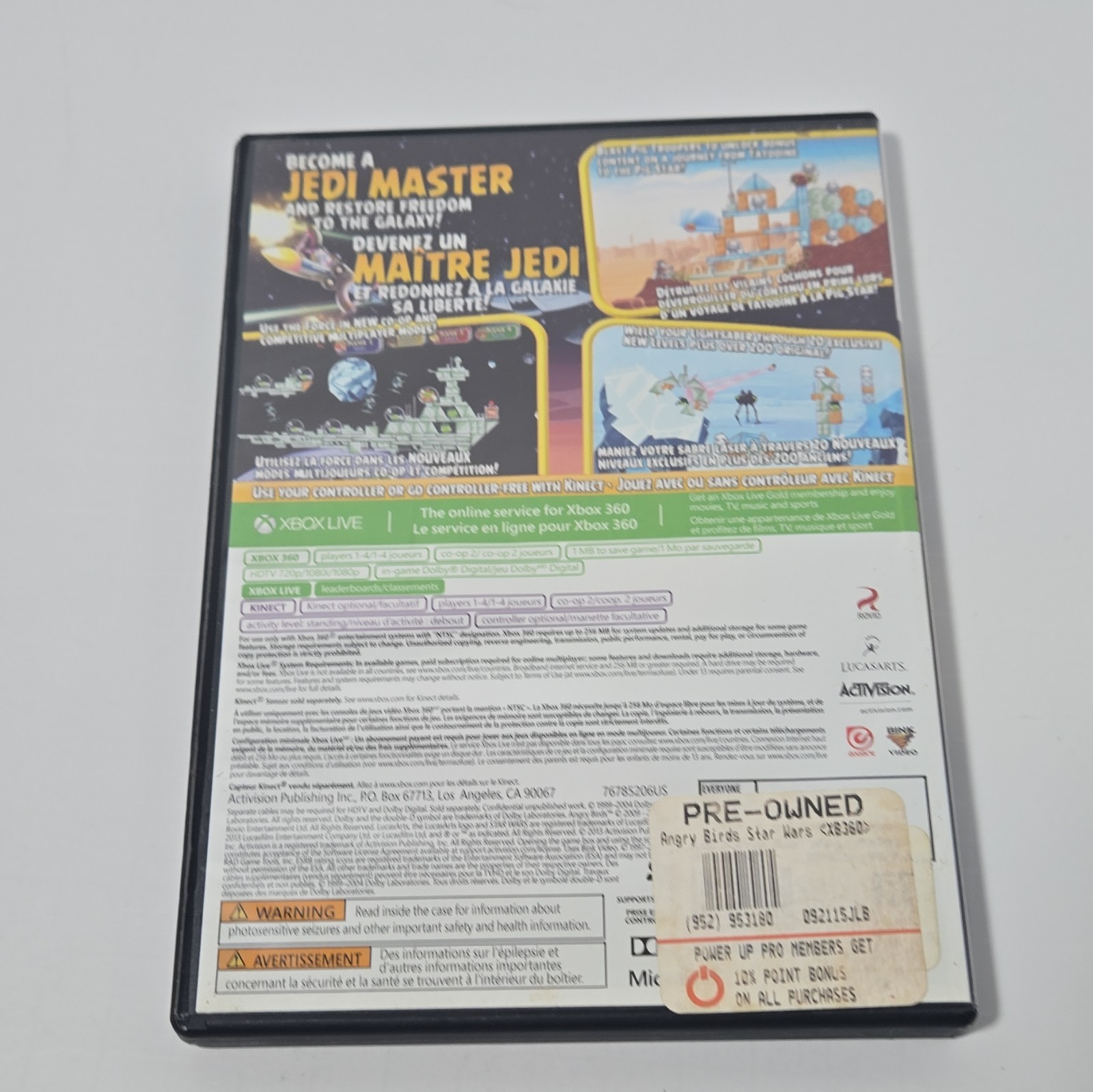 Activision Angry Birds Star Wars Xbox 360 (2013) E NTSC-U/C Better w/Kinect