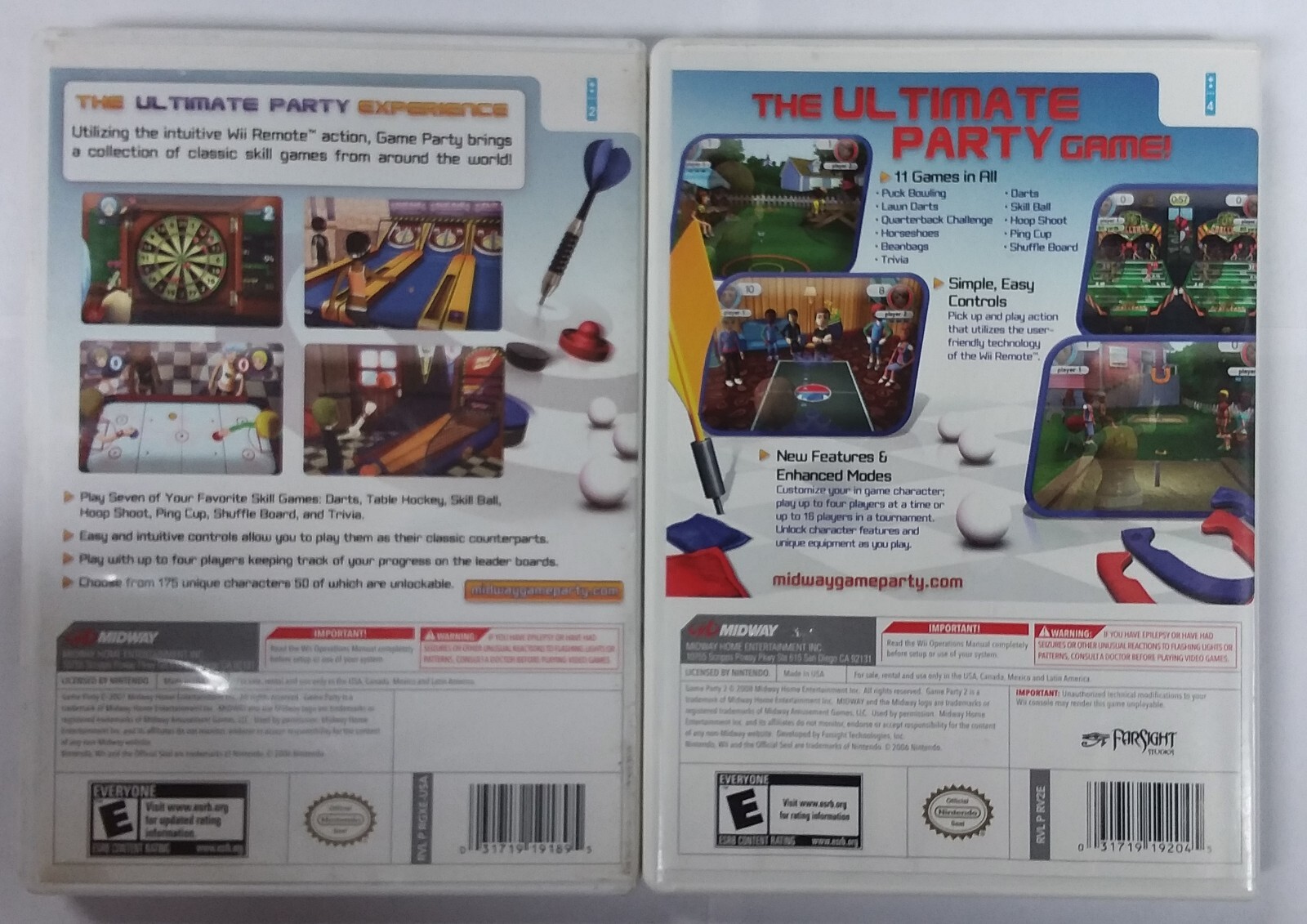 Nintendo Wii GAME PARTY 1 & 2, Lot of 2 Bundle, Tested & Working!
