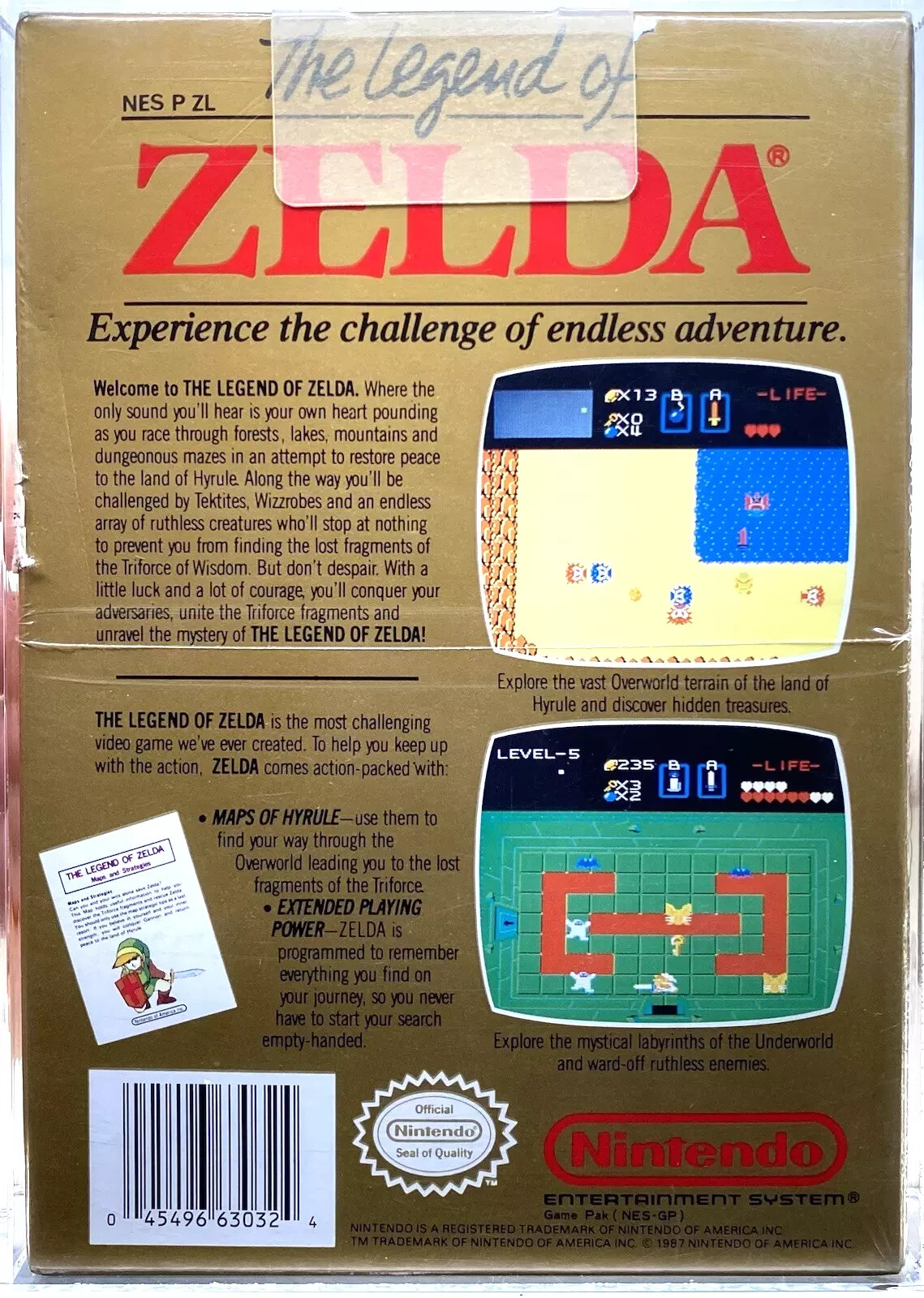 The Legend of Zelda New Nintendo NES 1987 Sealed WATA 8.5 A H-Seam Oval Seal