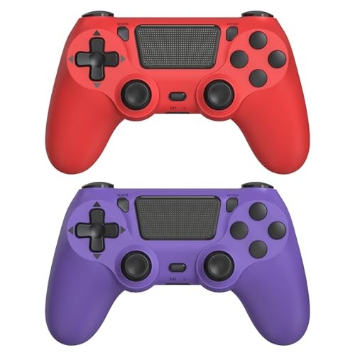Wuthur 2 Pack Wireless Controller Compatible with PS4/Pro/Slim() Purple & Red