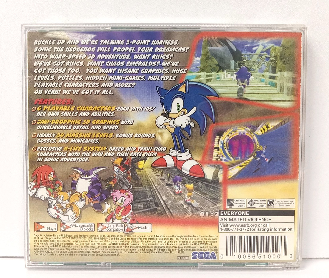 Sonic Adventure (Sega Dreamcast, 1998) – CIB Complete, Tested, Nice Shape!