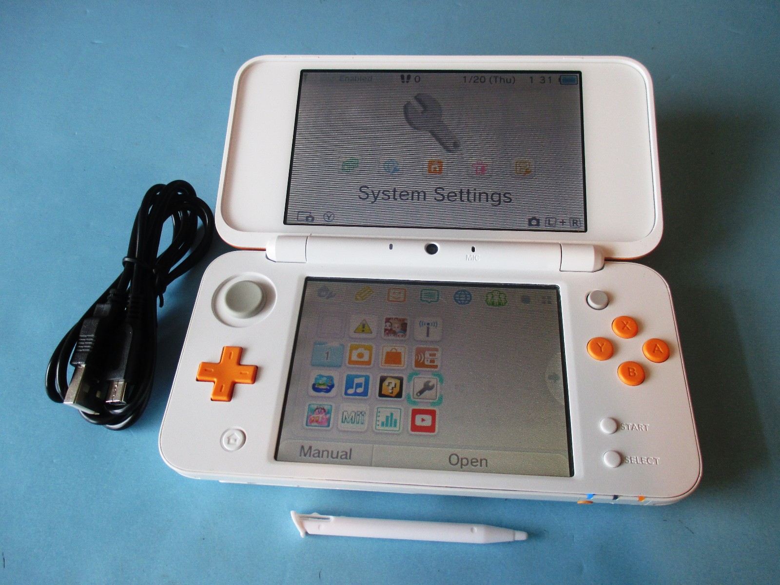 Nintendo 2DS XL Orange & White Console System w/Charger US Version FREE Ship!