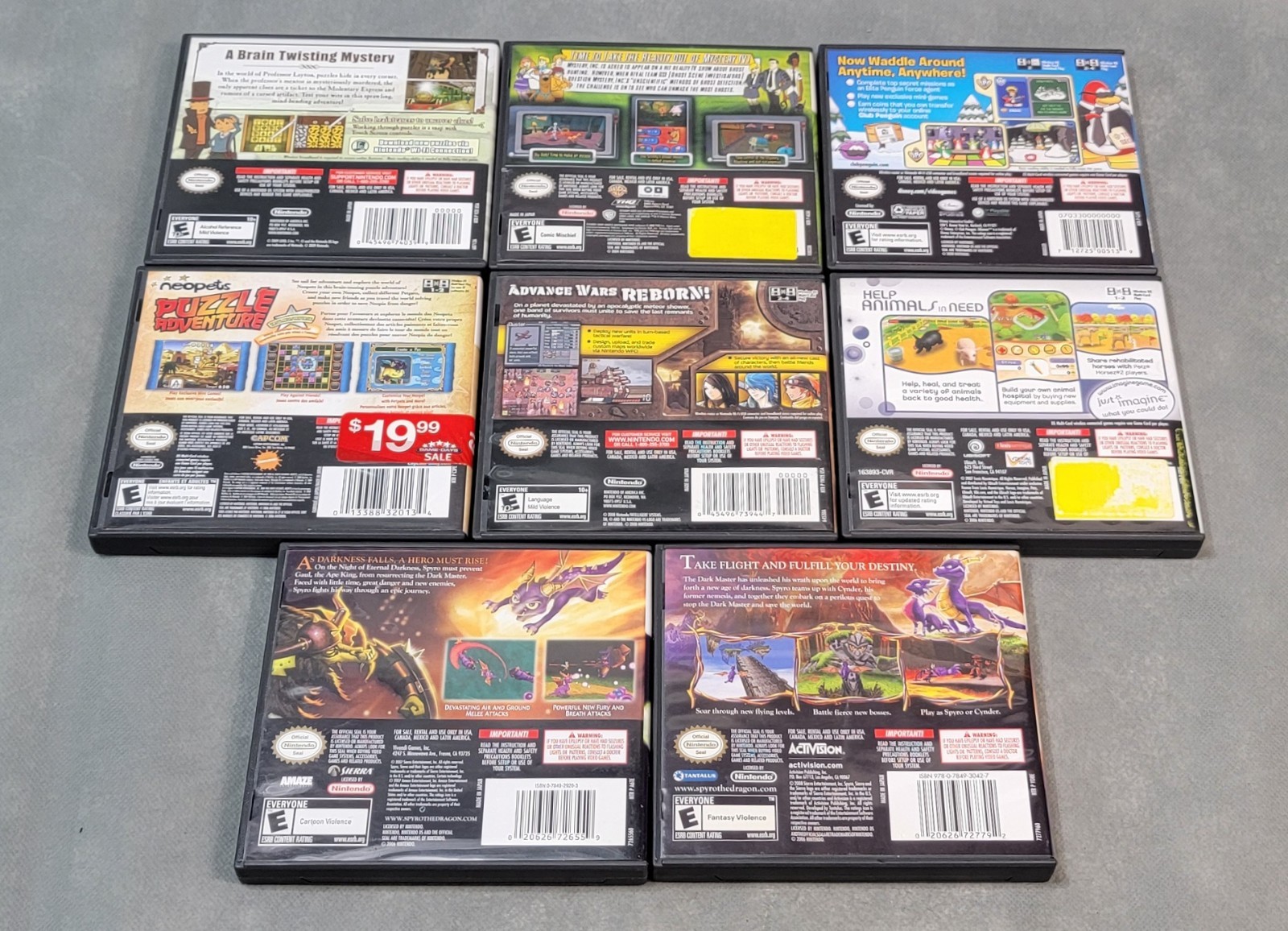 NINTENDO DS Assorted **CASES ONLY**NO GAMES**NO MANUALS** Lot of 8