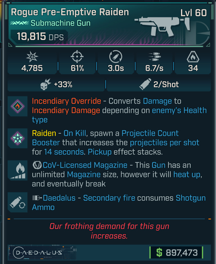 Borderlands 4 ⭐RAIDEN SMG⭐INCENDIARY OVERRIDE⭐COV⭐SHOTGUN AMMO