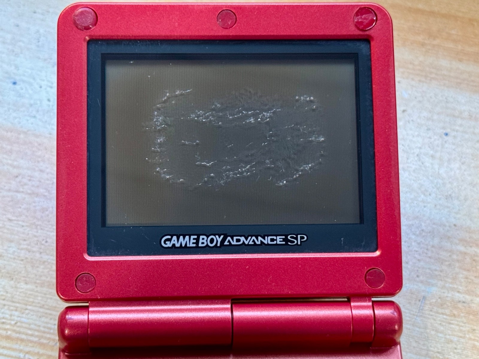 Nintendo Gameboy Advance SP AGS001 Flame Red Handheld w/ USB Cable & Battery