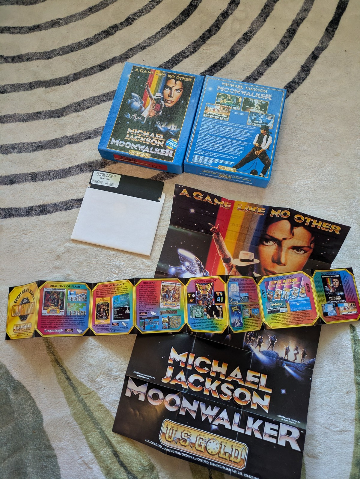 V RARE Michael Jackson Moonwalker Commodore 64/128 Disk Mint Poster PAL CIB