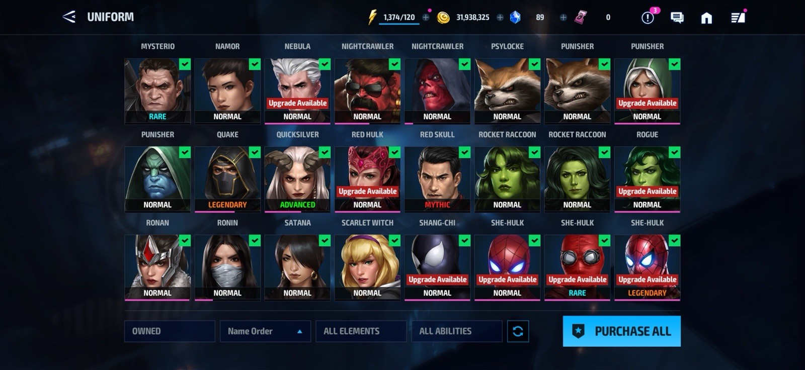 Stacked MARVEL Future Fight Account